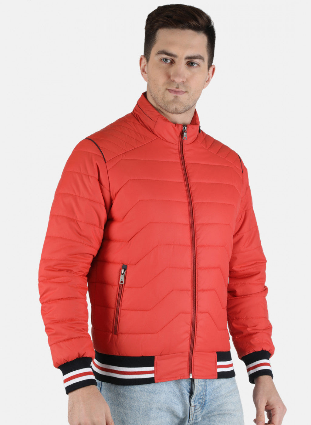 Men Orange Solid Jacket