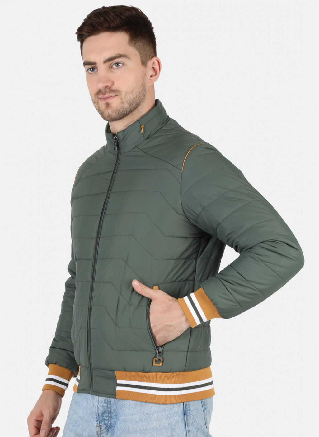 Men Green Solid Jacket