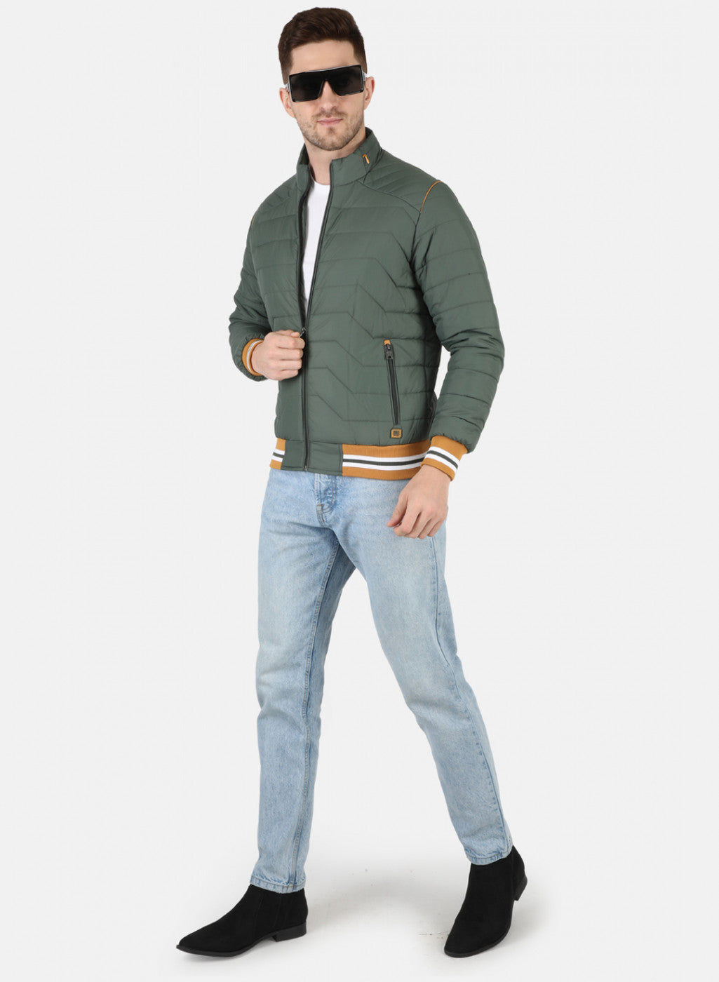 Men Green Solid Jacket