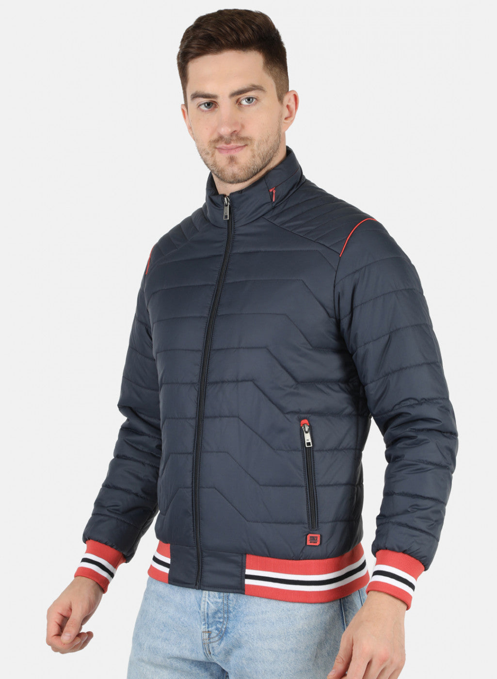 Men NAvy Blue Solid Jacket