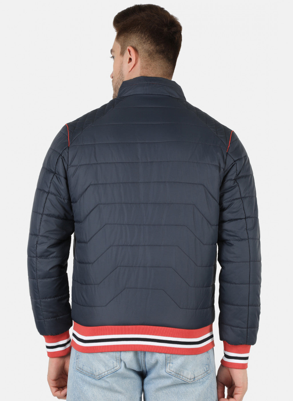 Men NAvy Blue Solid Jacket