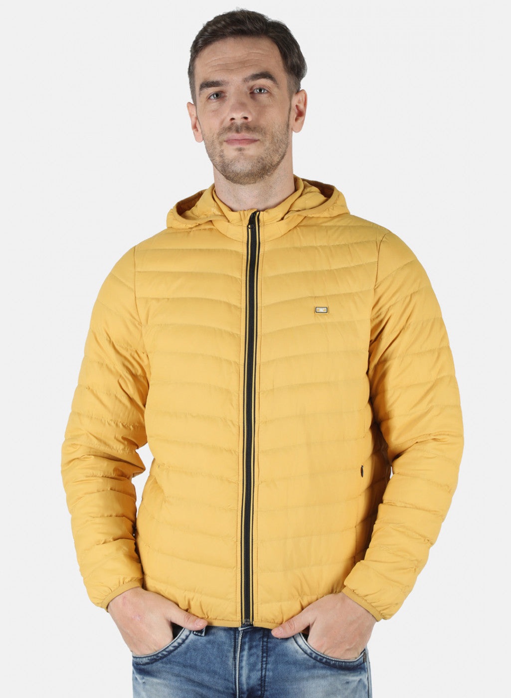 Men Yellow Solid Jacket