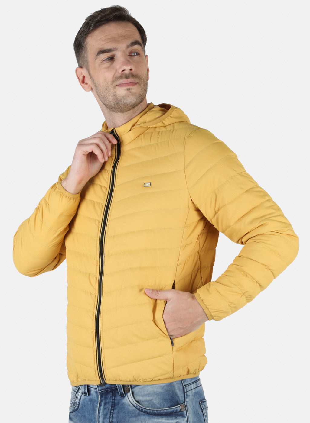 Men Yellow Solid Jacket