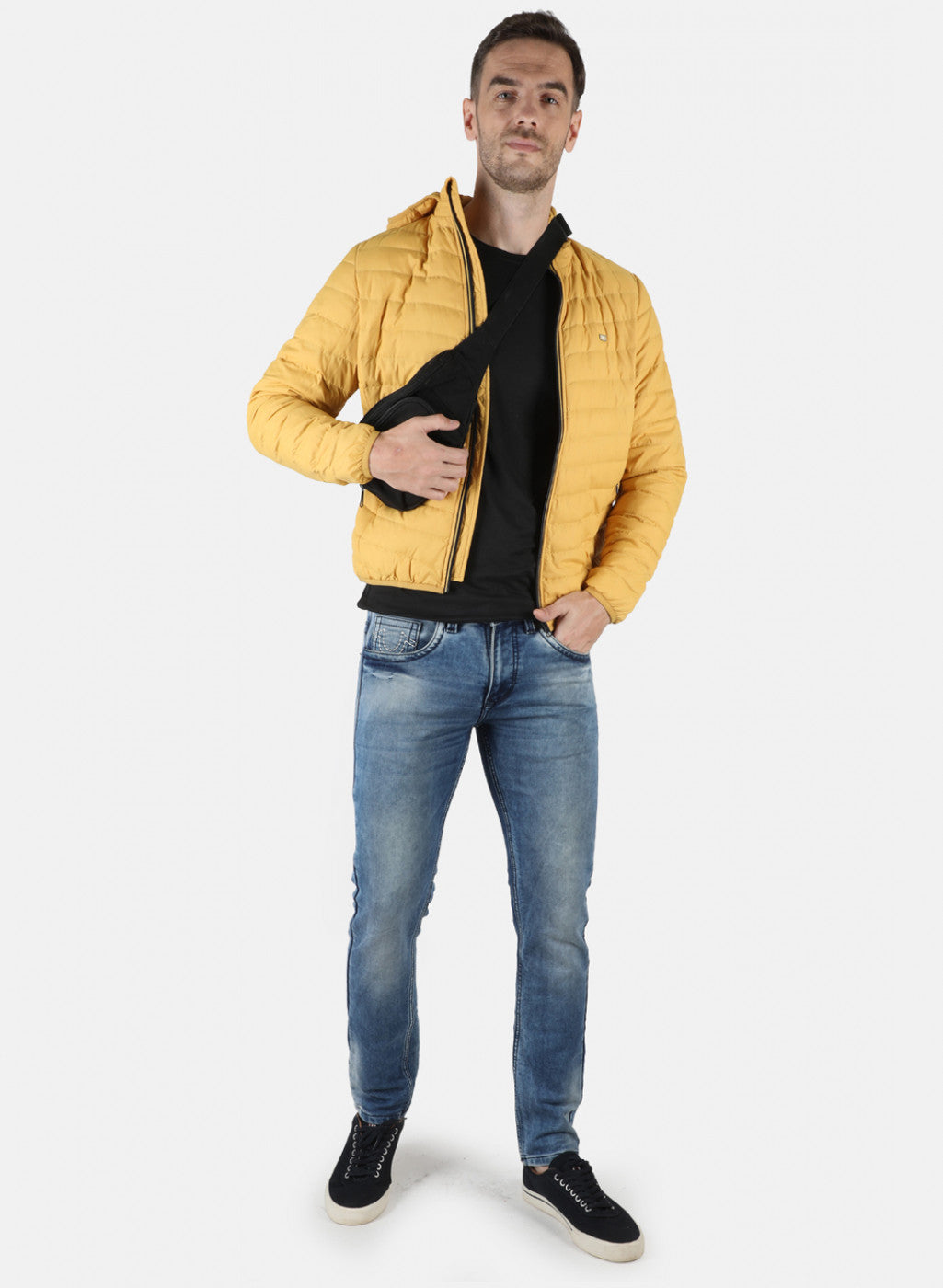 Men Yellow Solid Jacket