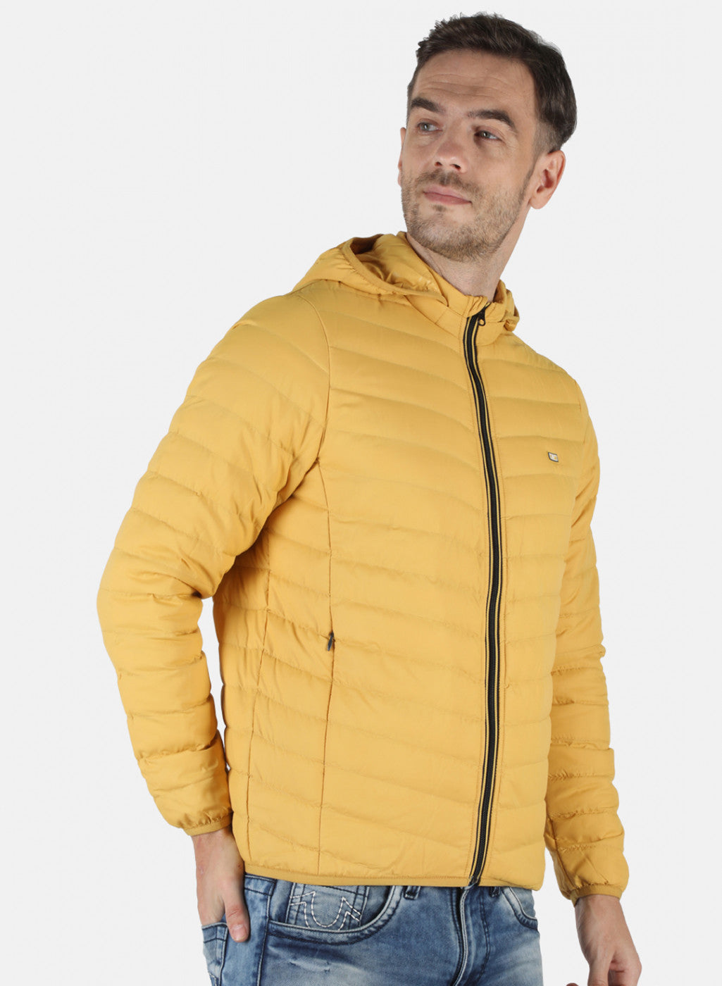 Men Yellow Solid Jacket