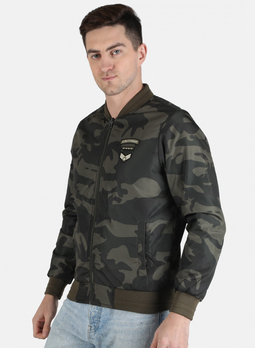 Men Olive Printed Jacket