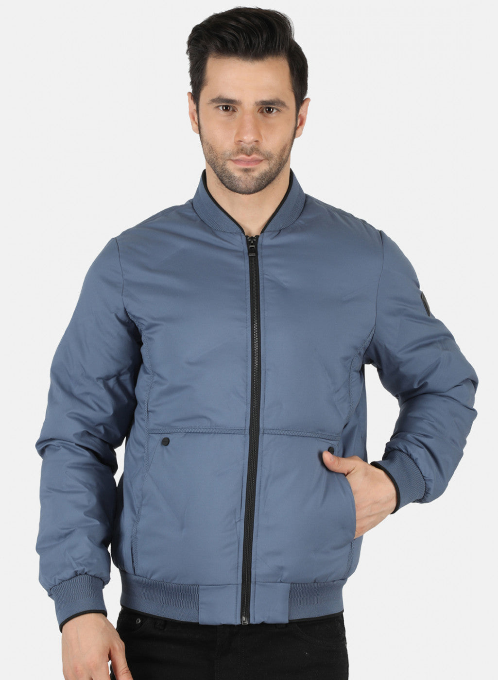 Men Blue Solid Jacket