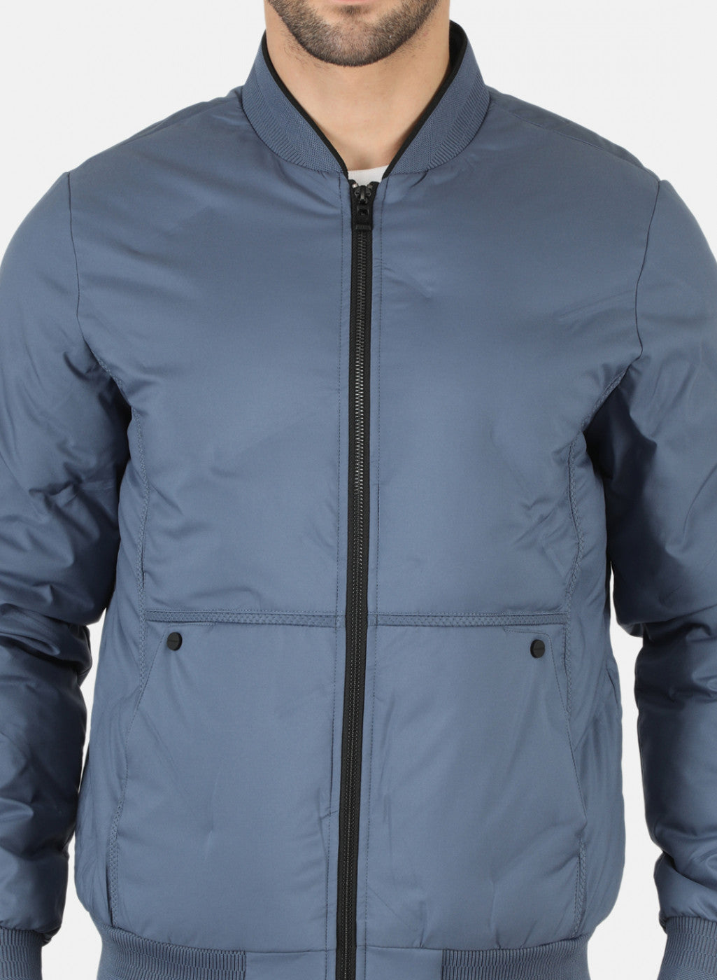 Men Blue Solid Jacket