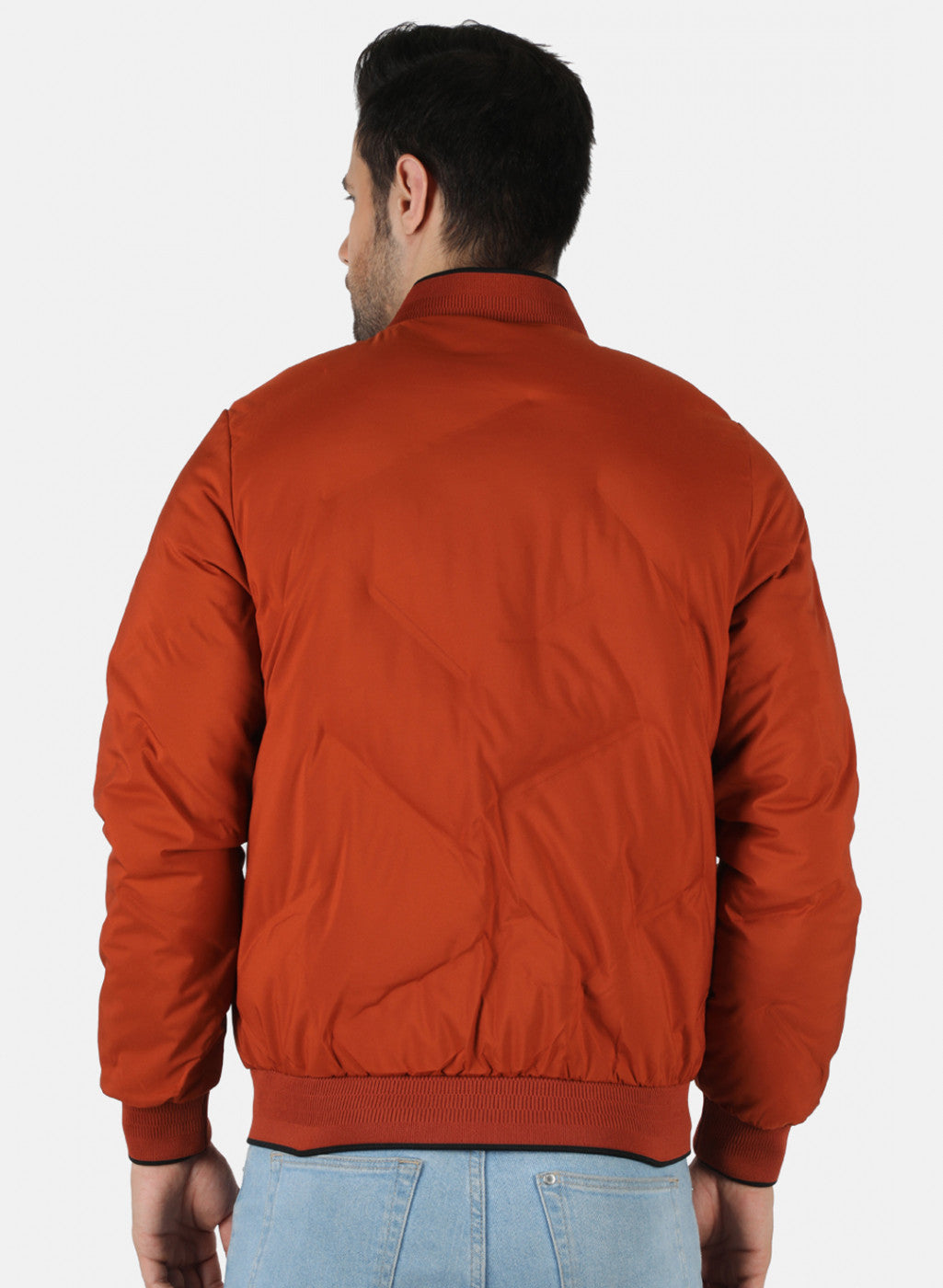 Men Orange Solid Jacket