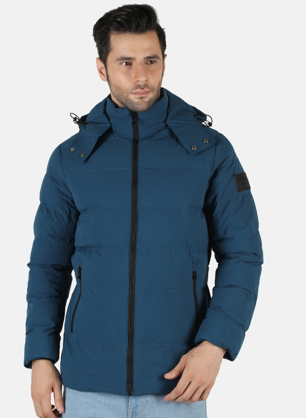 Men Blue Solid Heating Jacket