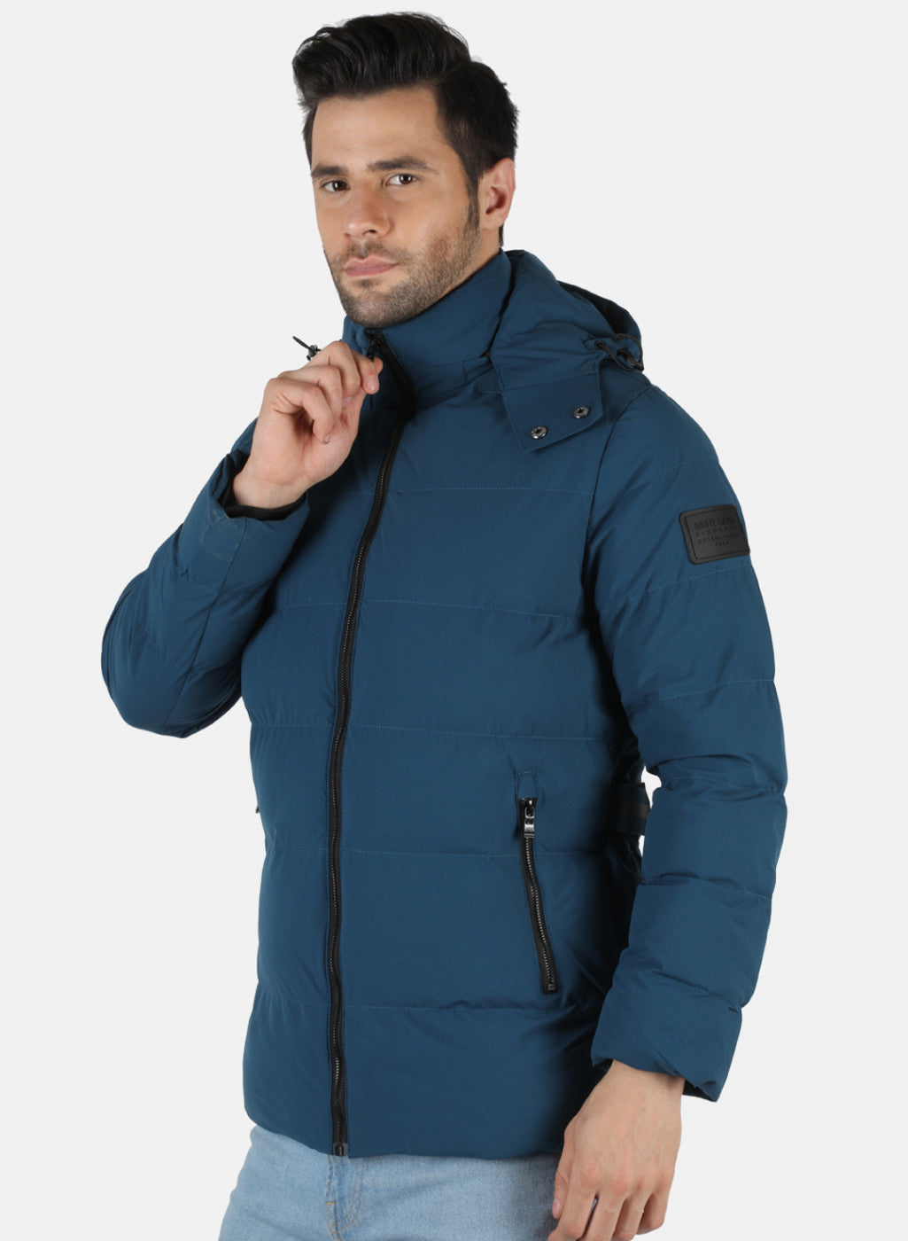 Men Blue Solid Heating Jacket