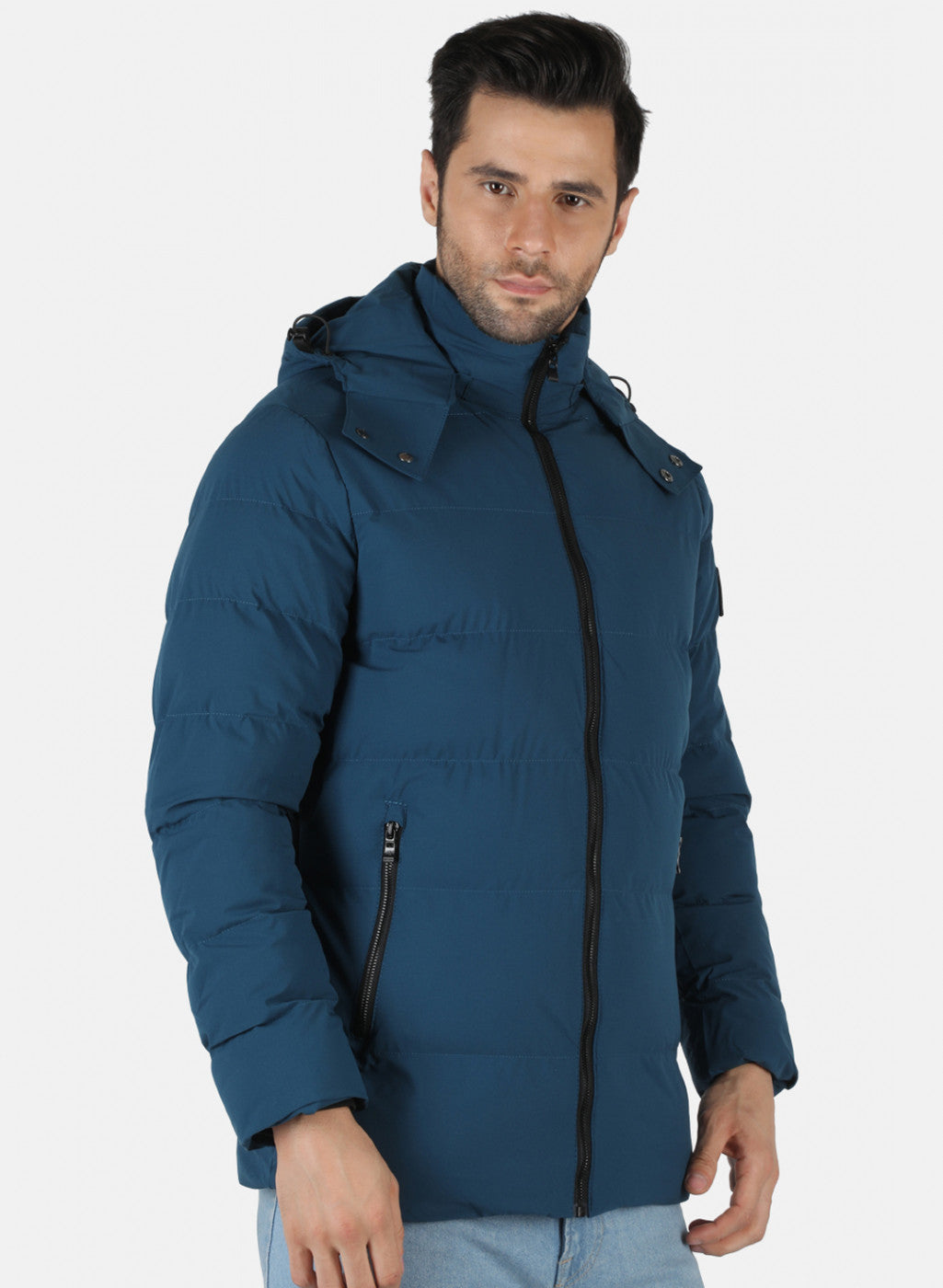 Men Blue Solid Heating Jacket