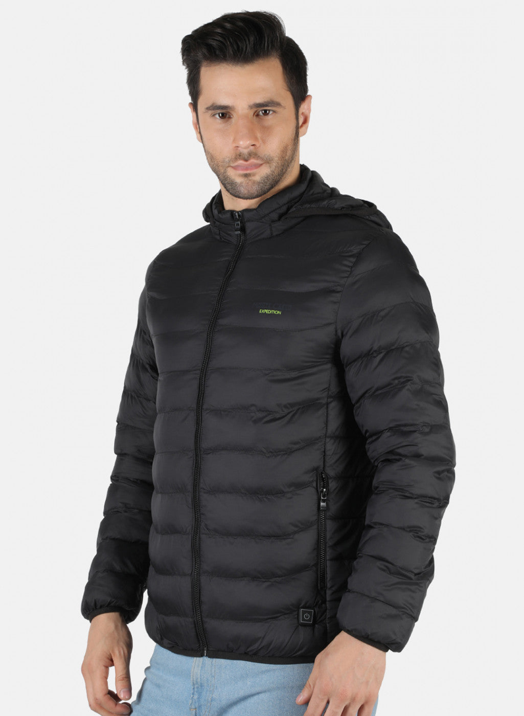 Men Black Solid Heating Jacket