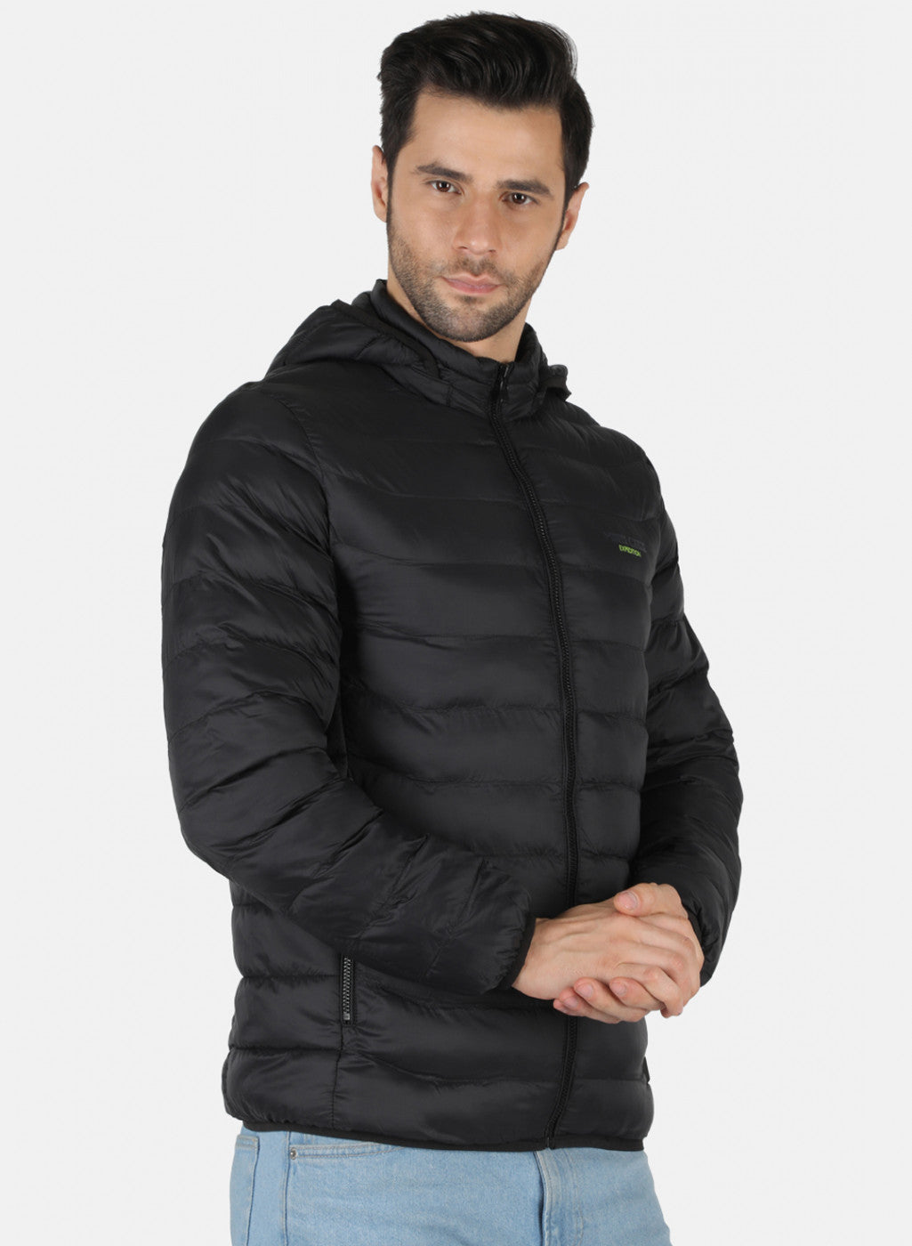 Men Black Solid Heating Jacket