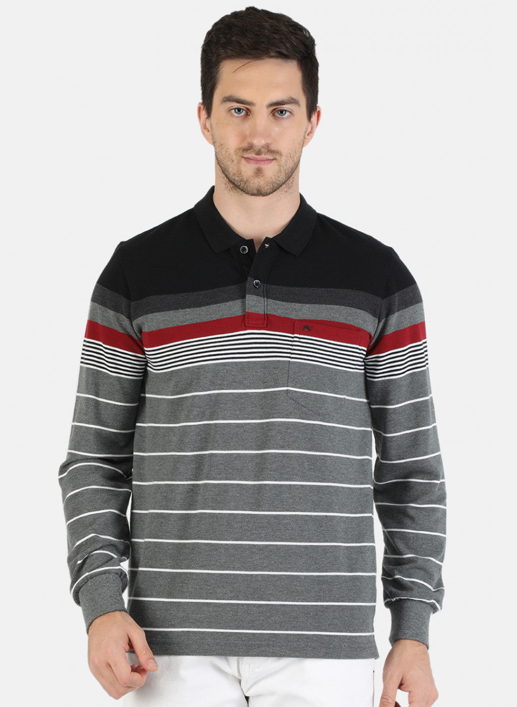 Men Grey Stripe T-Shirt