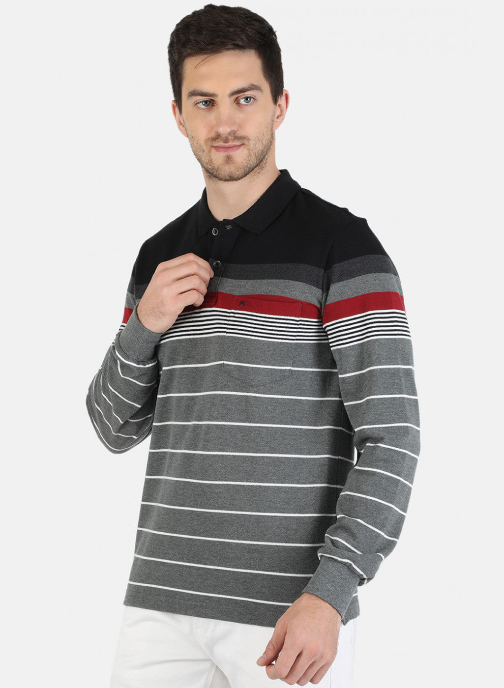 Men Grey Stripe T-Shirt