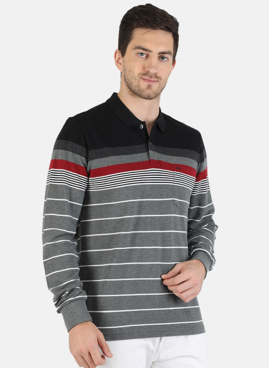 Men Grey Stripe T-Shirt