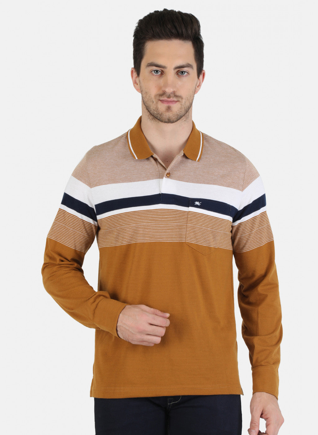 Men Mustard Stripe T-Shirt