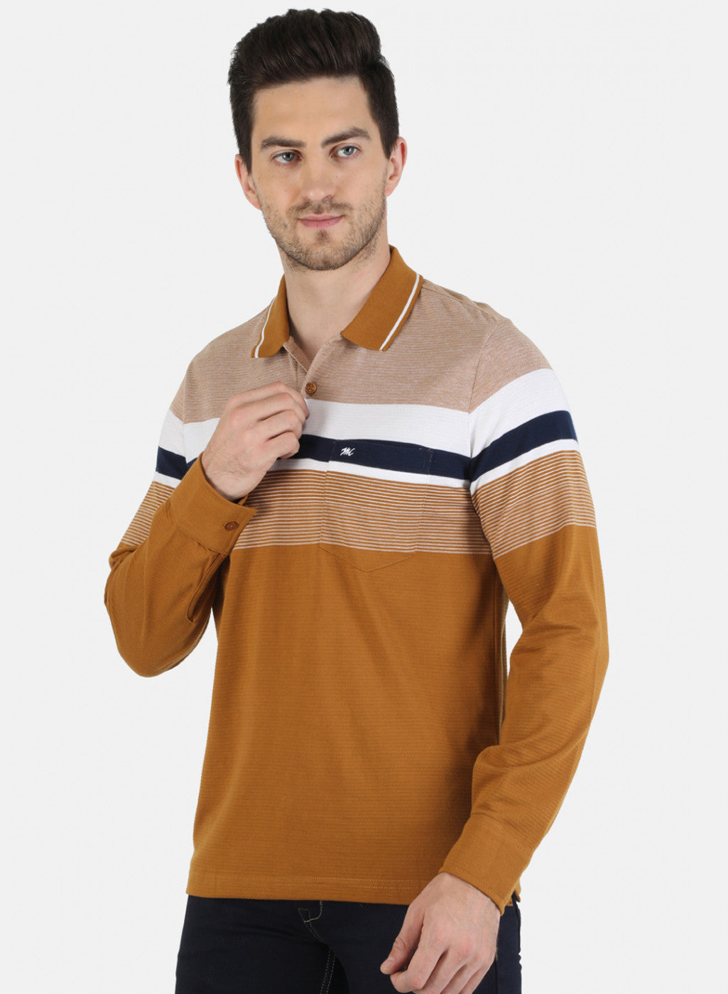 Men Mustard Stripe T-Shirt