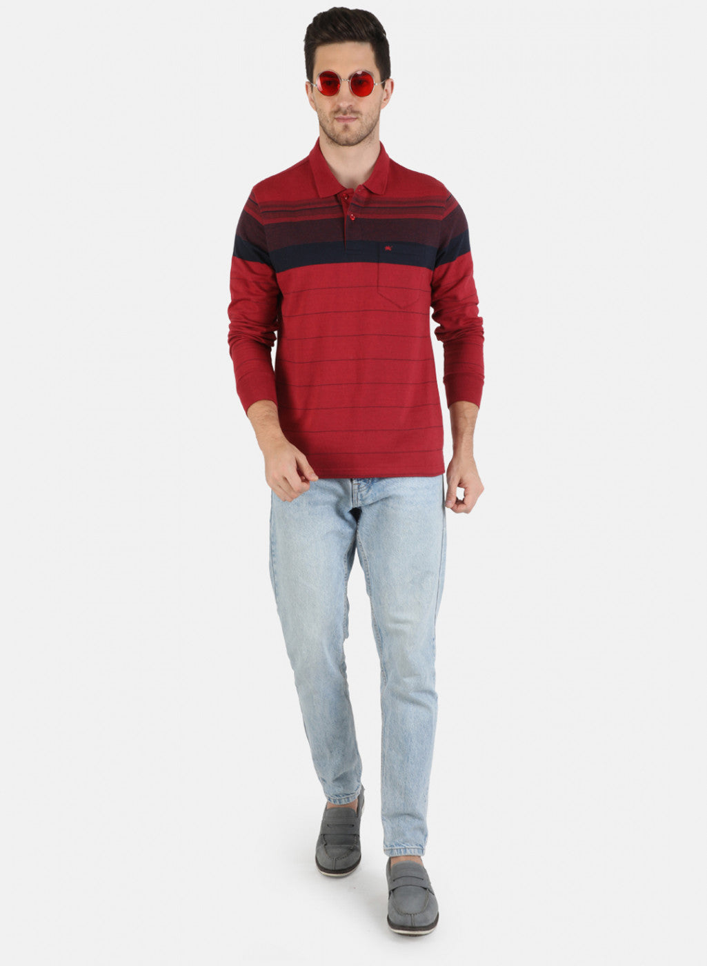 Men Maroon Stripe T-Shirt