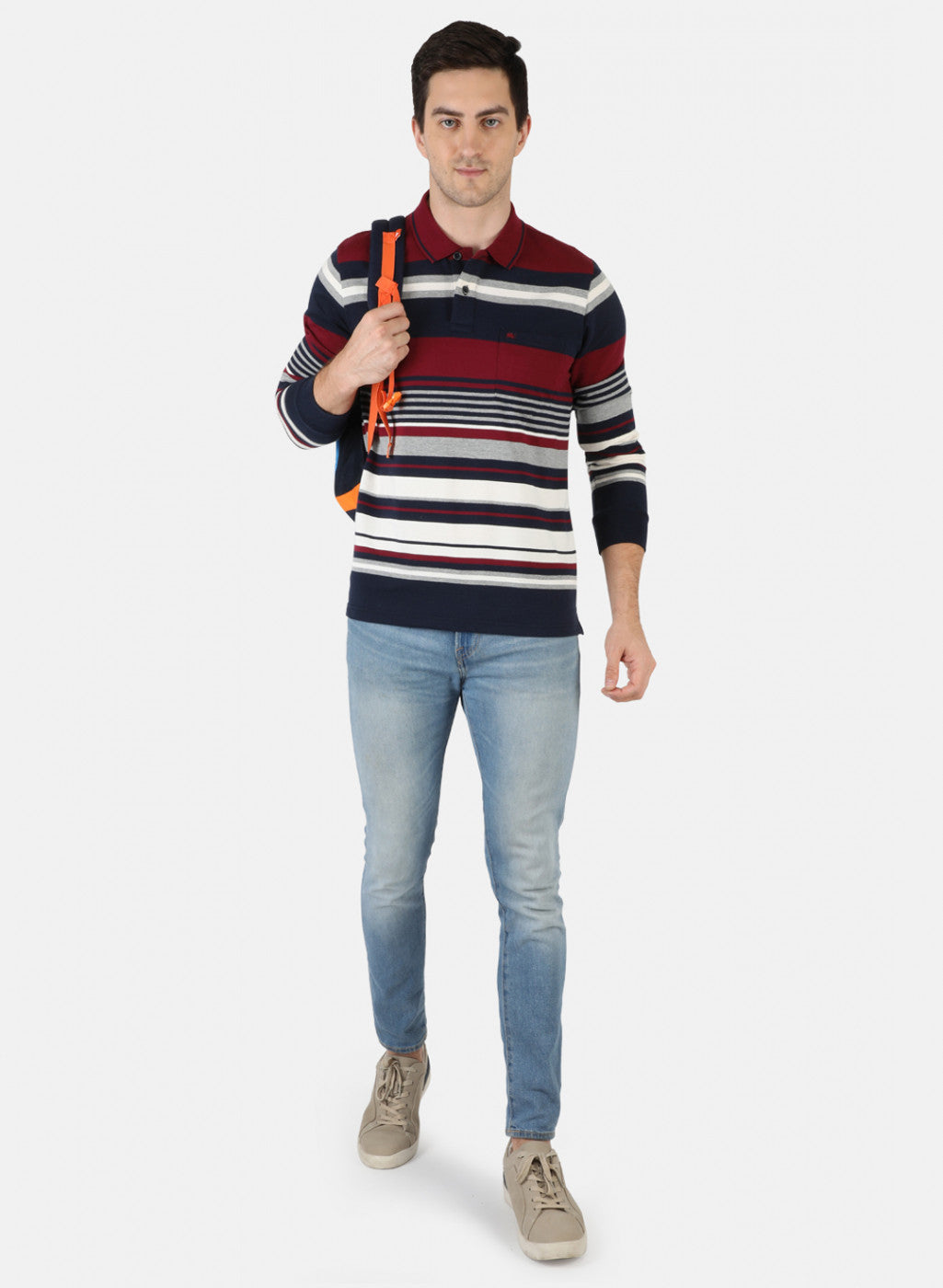 Men Maroon Stripe T-Shirt