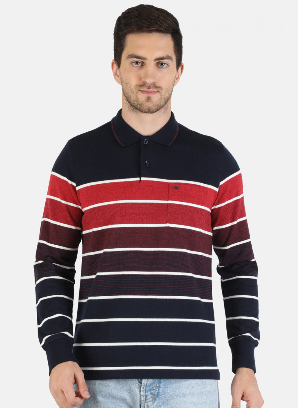 Men NAvy Blue Stripe T-Shirt