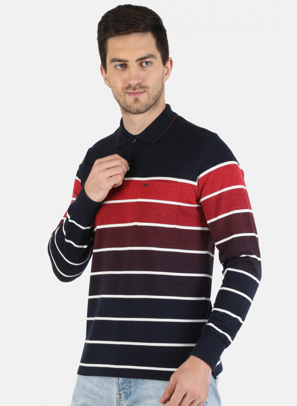 Men NAvy Blue Stripe T-Shirt