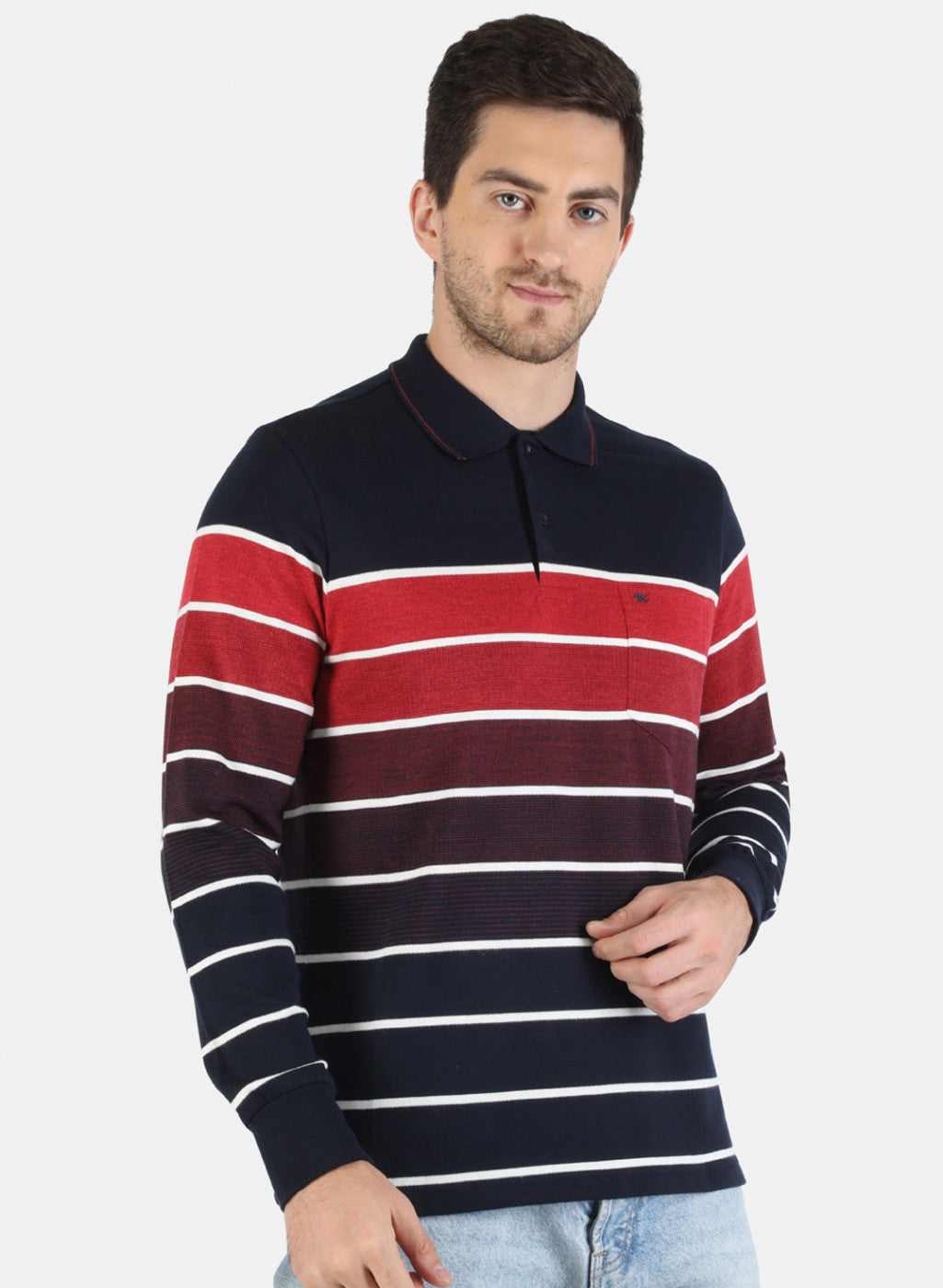 Men NAvy Blue Stripe T-Shirt