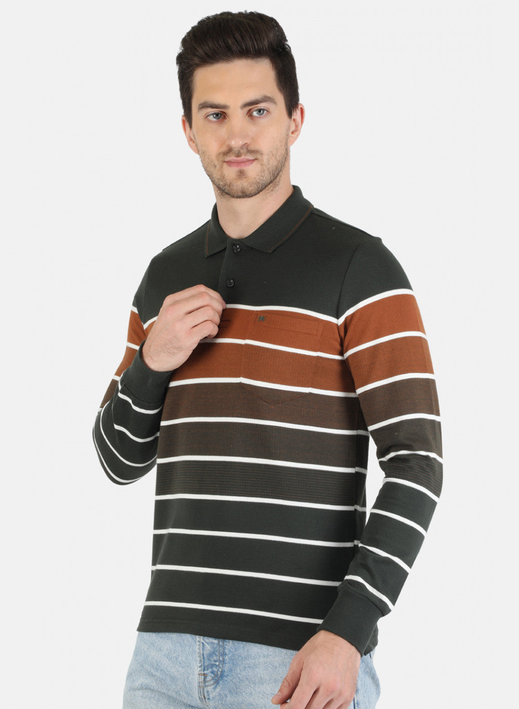 Men Olive Stripe T-Shirt