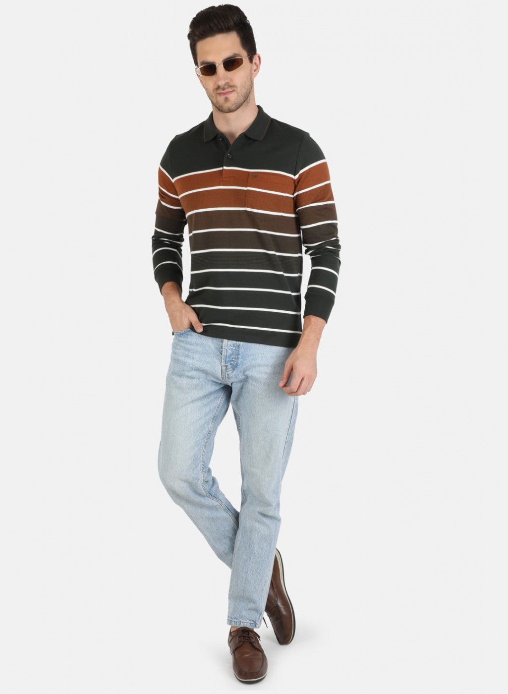 Men Olive Stripe T-Shirt