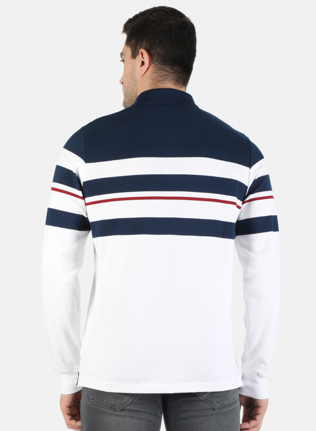 Men NAvy Blue Stripe T-Shirt