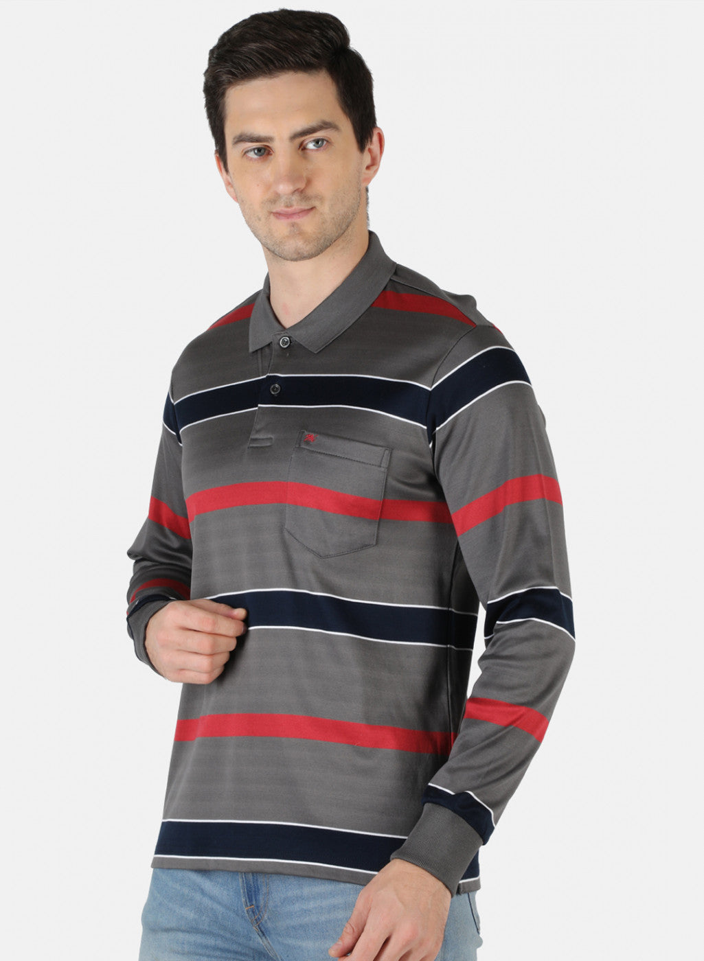 Men Grey Stripe T-Shirt