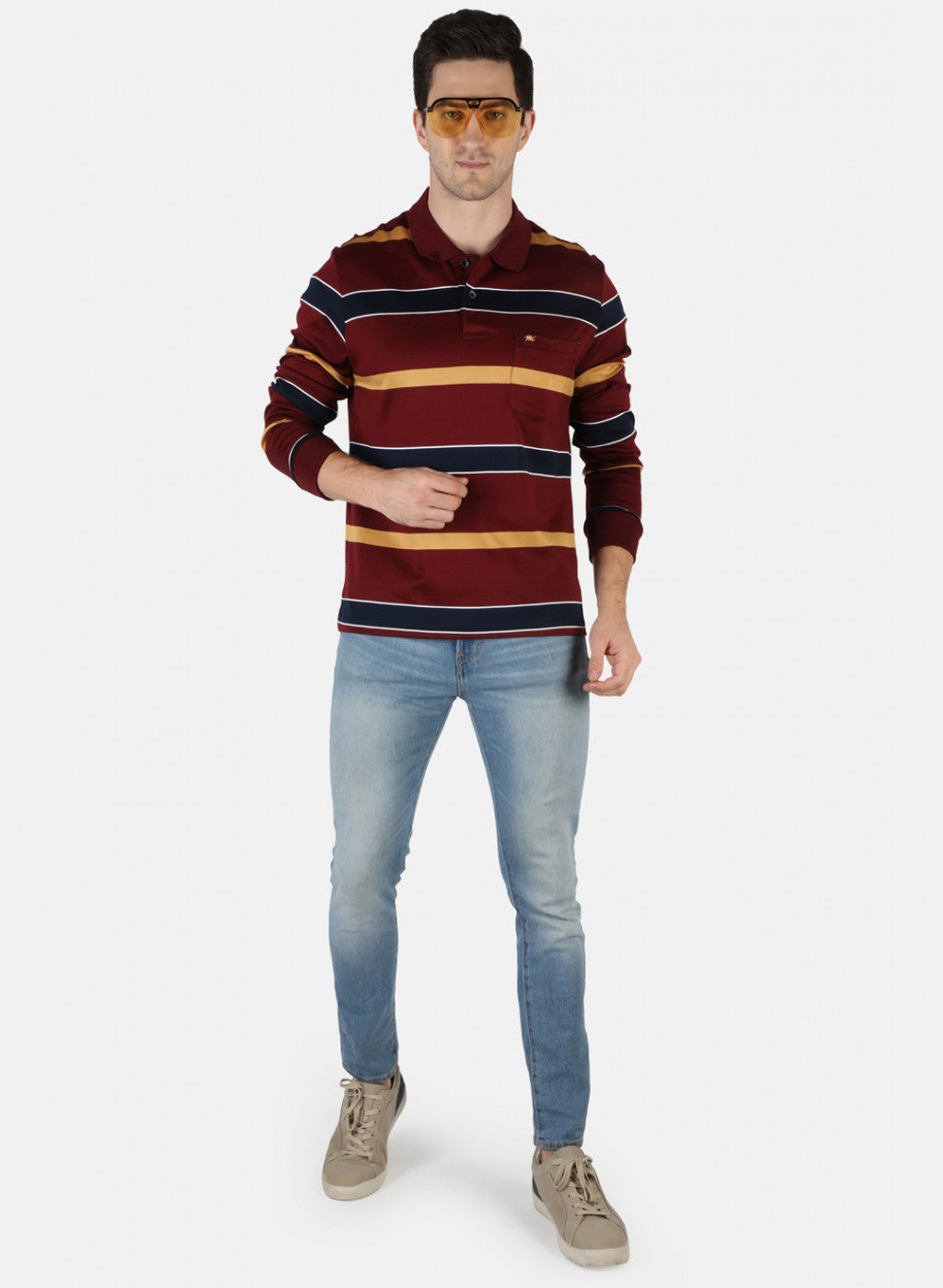 Men Maroon Stripe T-Shirt