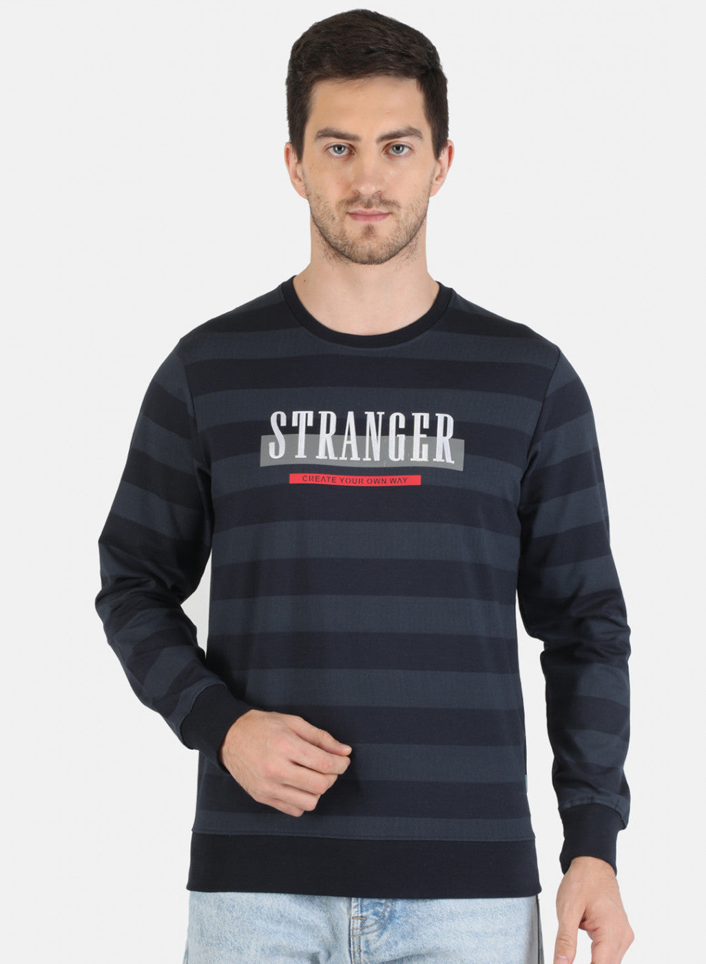 Men NAvy Blue Printed Sweatshirt