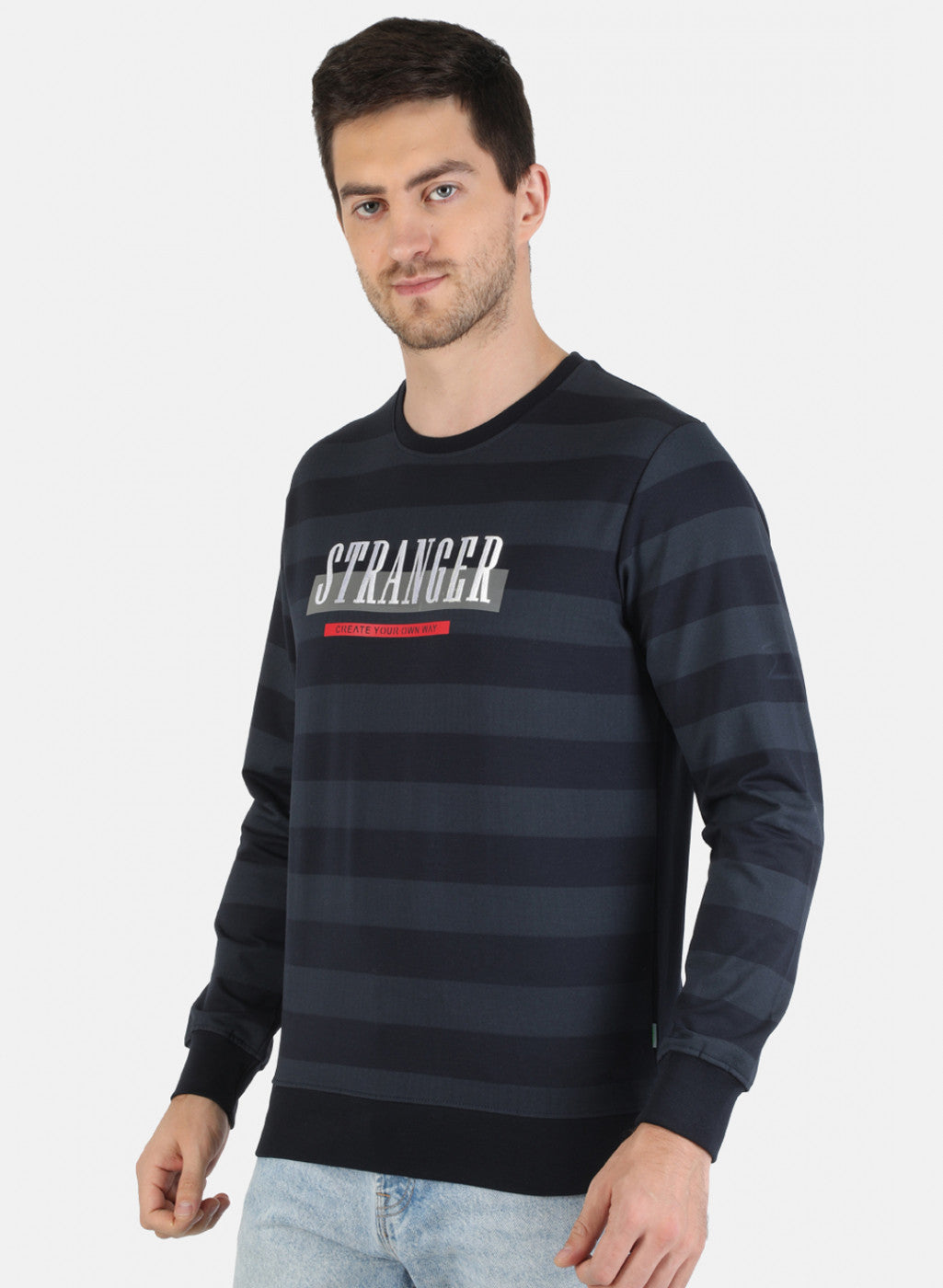 Men NAvy Blue Printed Sweatshirt