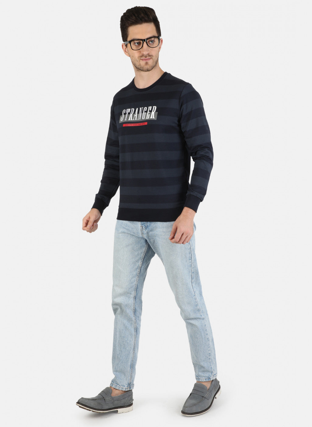 Men NAvy Blue Printed Sweatshirt