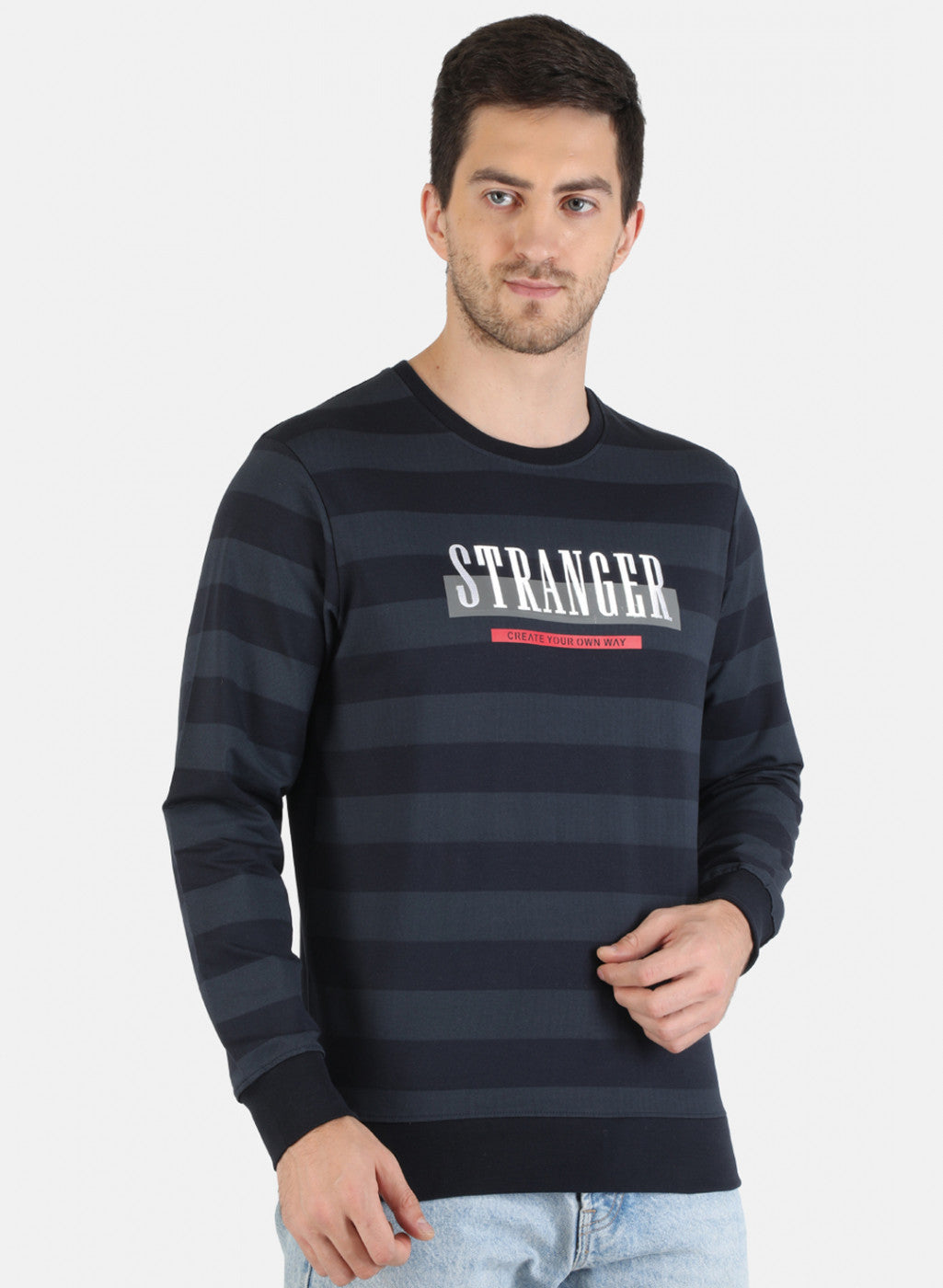 Men NAvy Blue Printed Sweatshirt