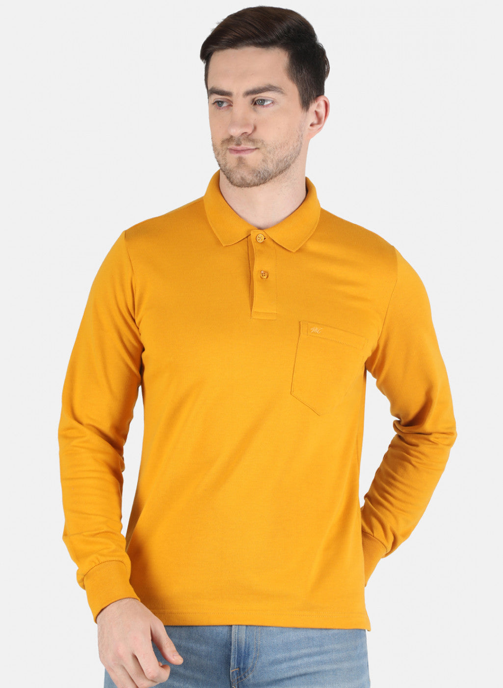 Men Mustard Solid T-Shirt