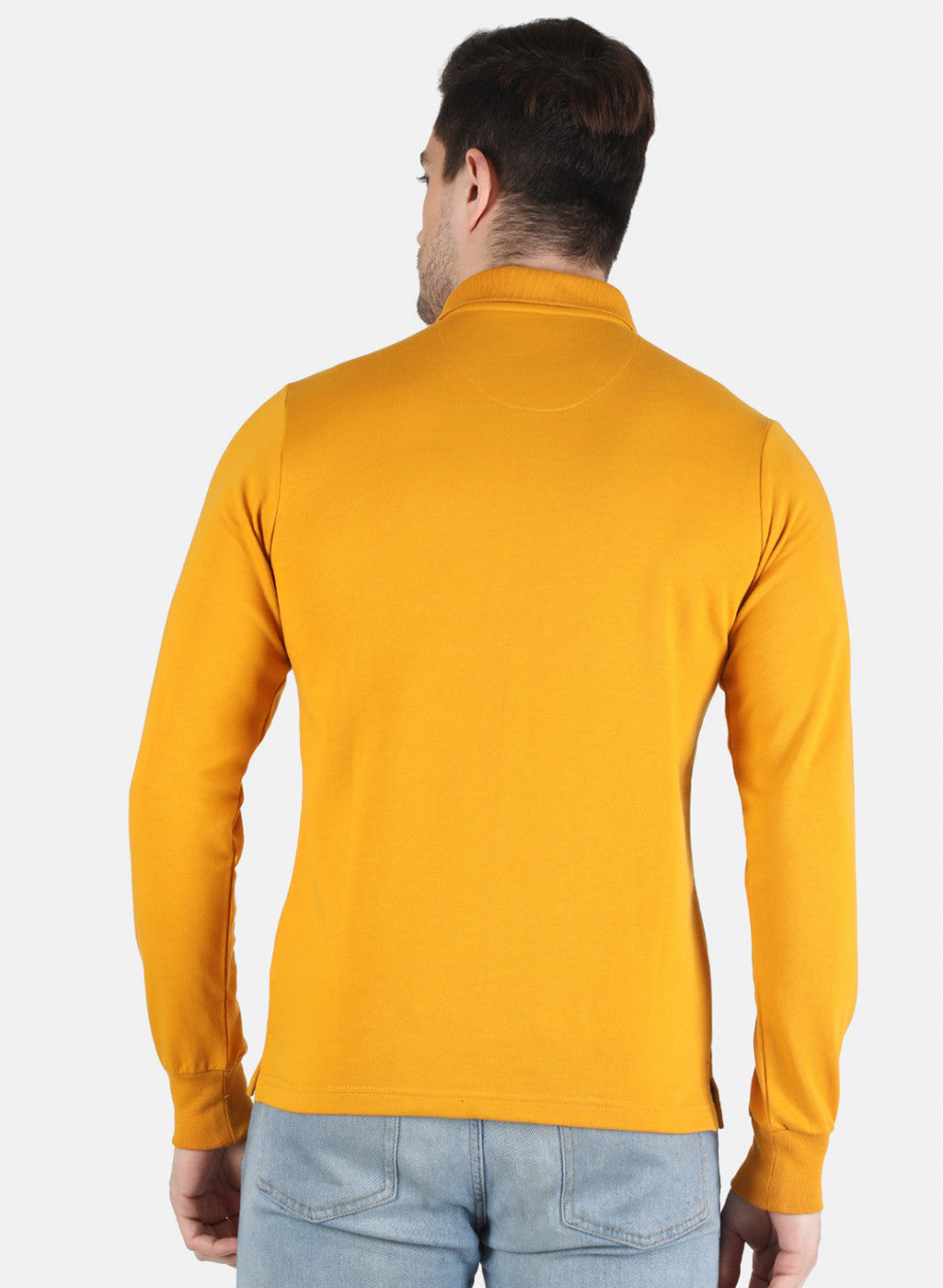 Men Mustard Solid T-Shirt