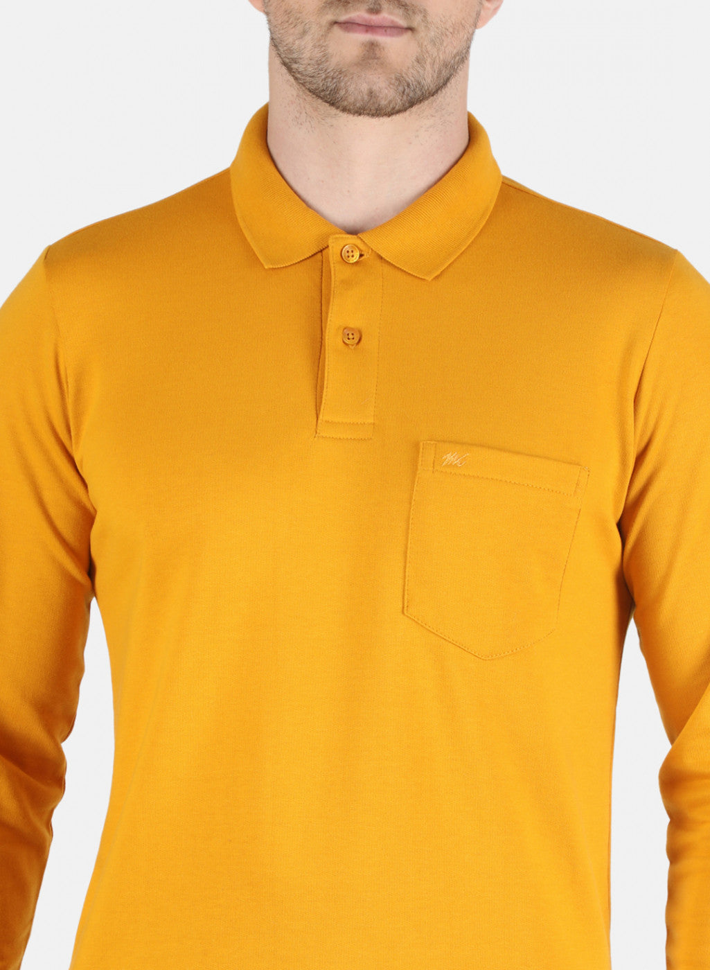 Men Mustard Solid T-Shirt