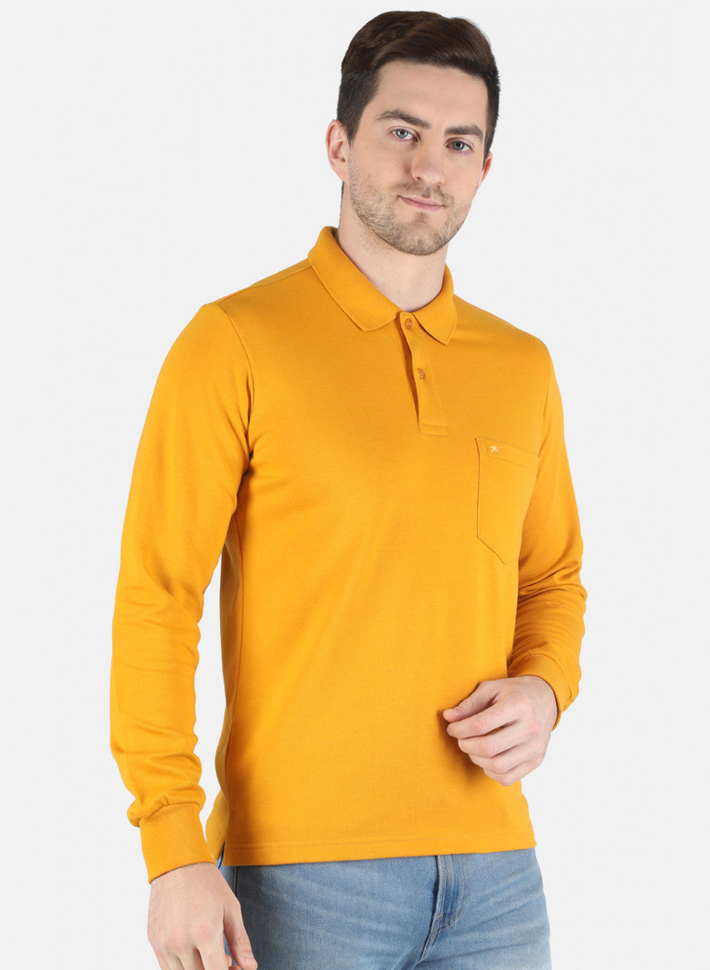 Men Mustard Solid T-Shirt