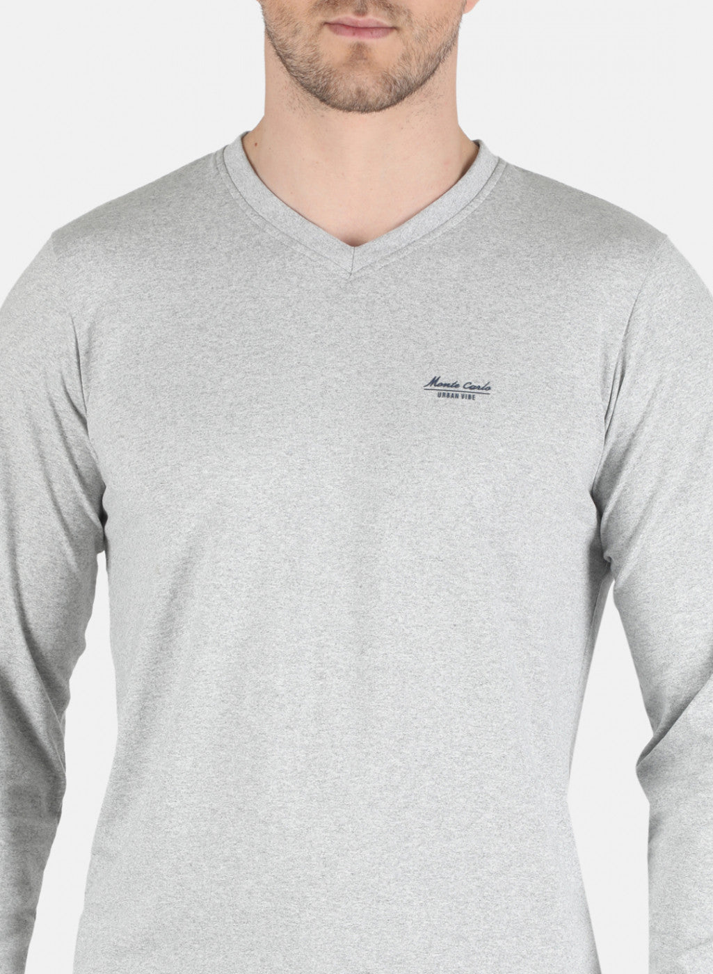 Men Grey Solid T-Shirt