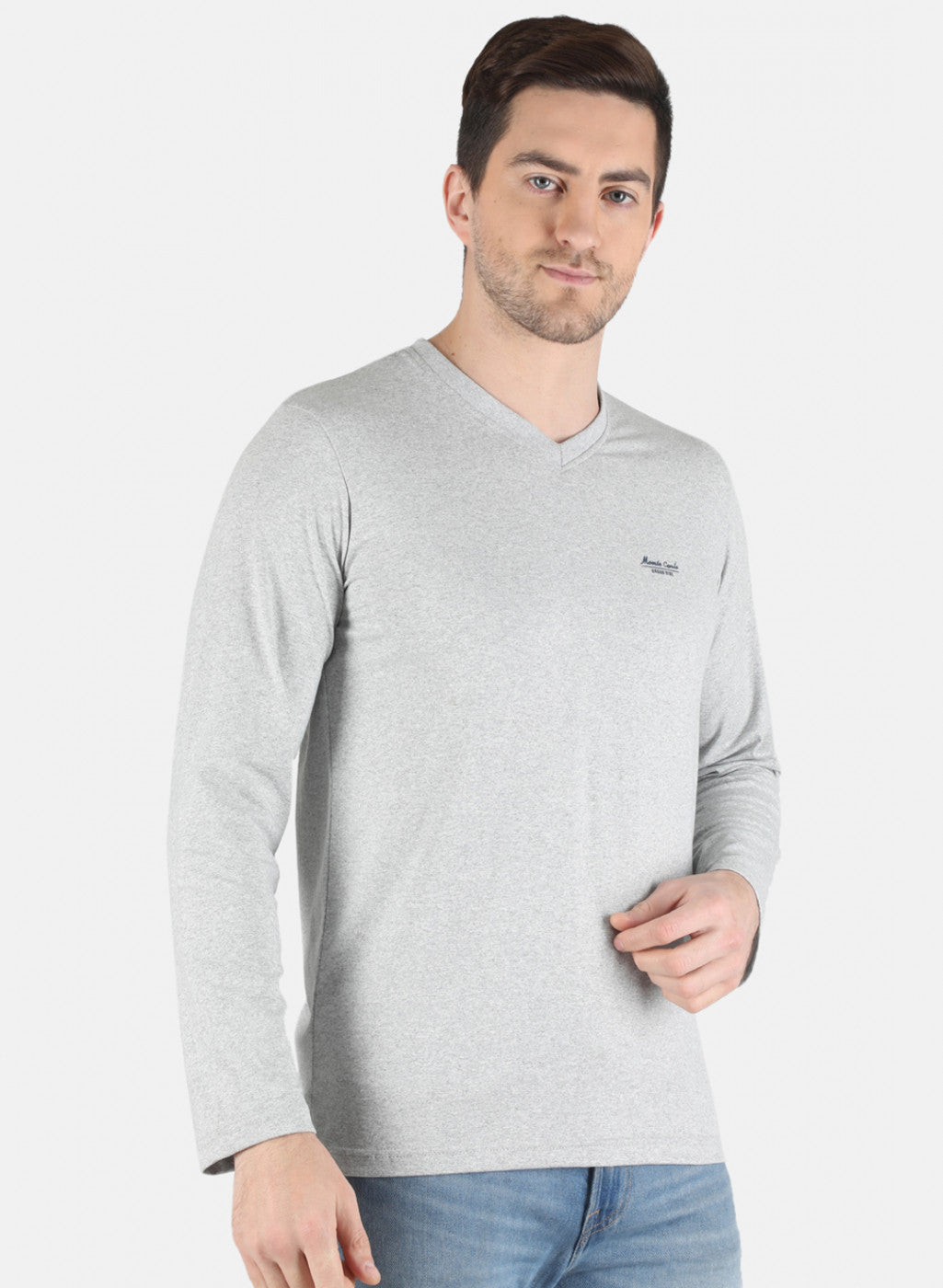 Men Grey Solid T-Shirt