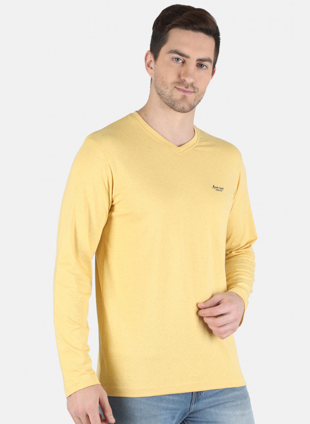 Men Yellow Solid T-Shirt