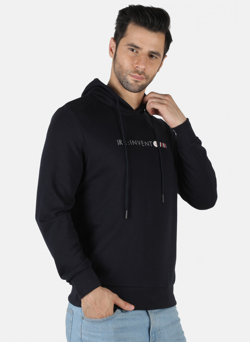 Men NAvy Blue Solid Sweatshirt