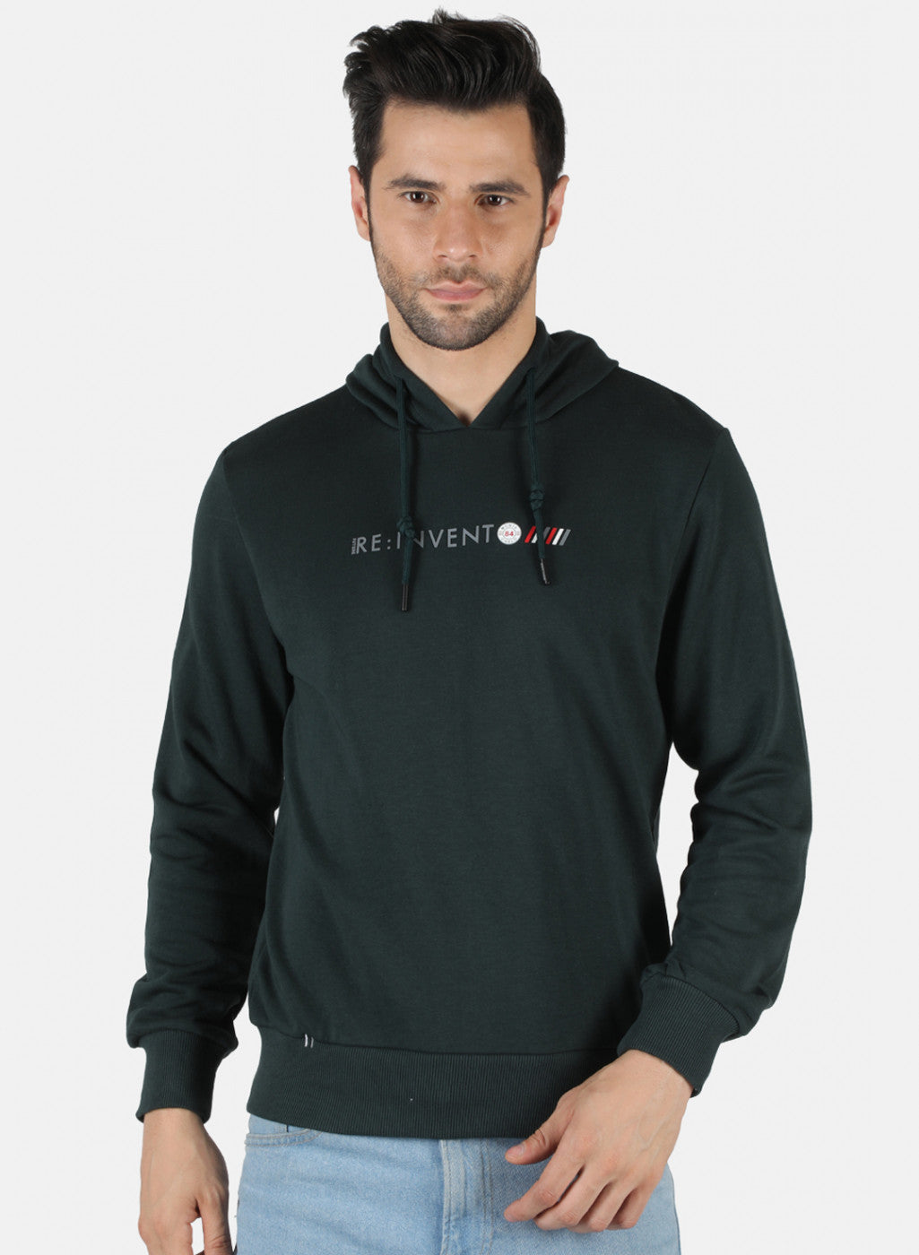 Men Olive Solid Sweatshirt