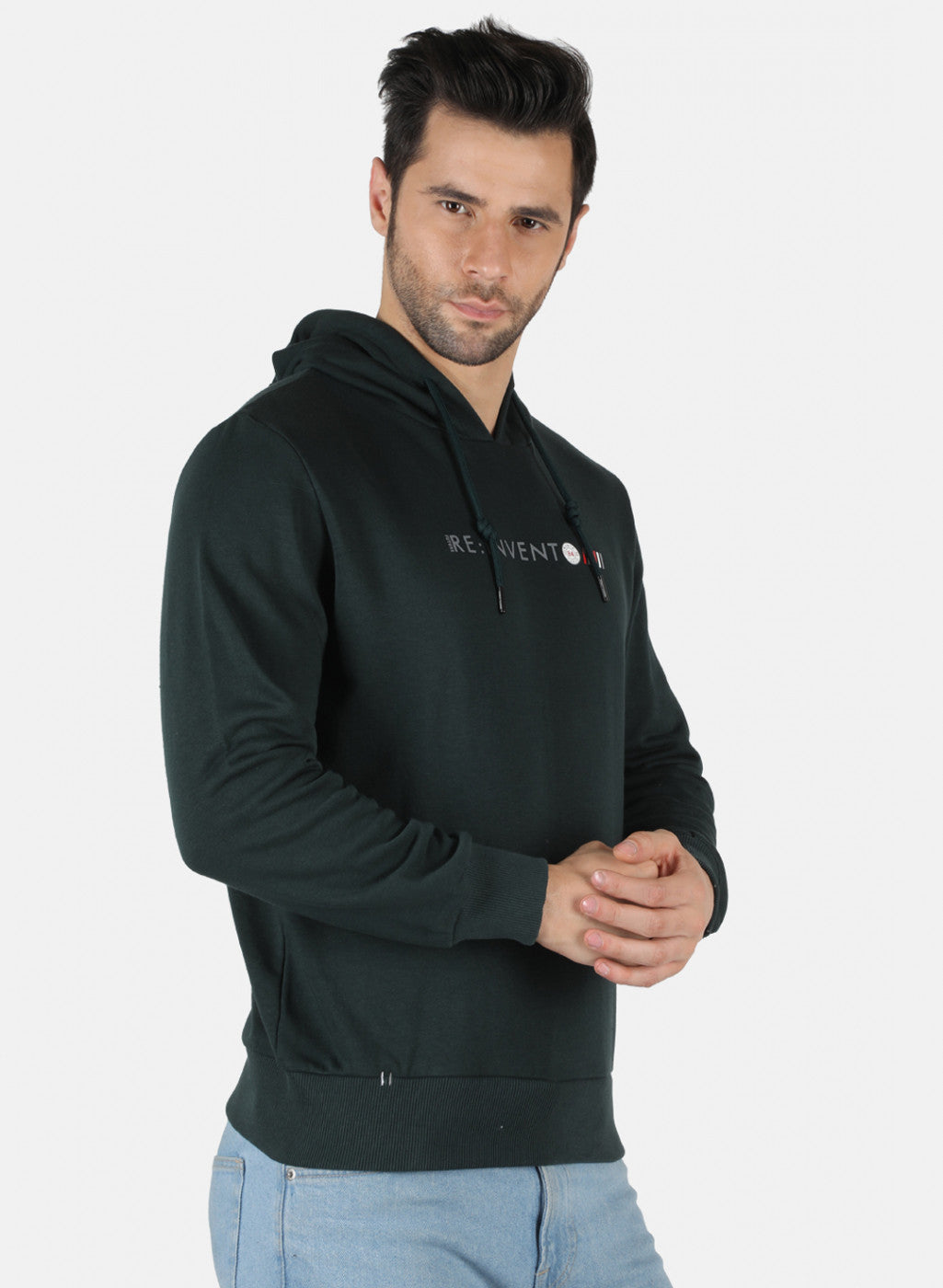 Men Olive Solid Sweatshirt