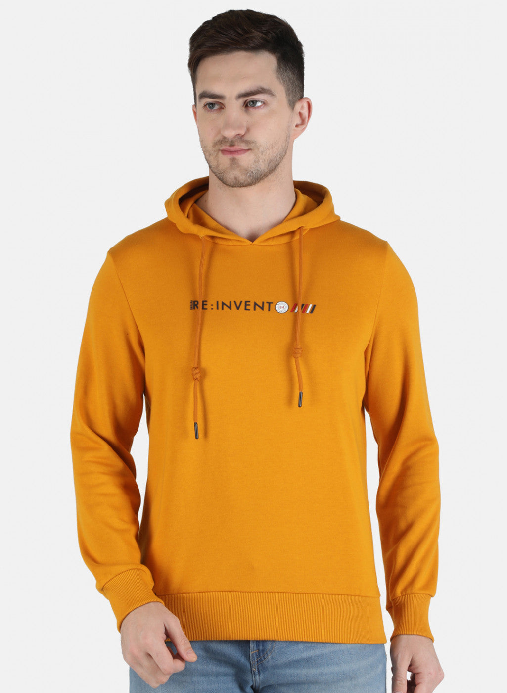 Men Yellow Solid Sweatshirt