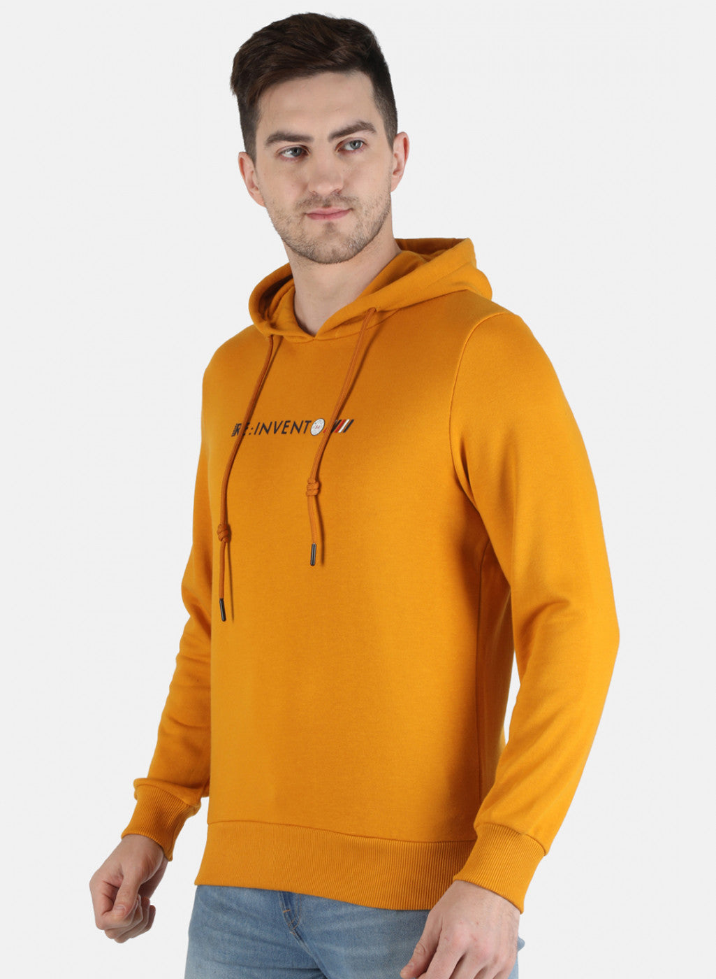 Men Yellow Solid Sweatshirt