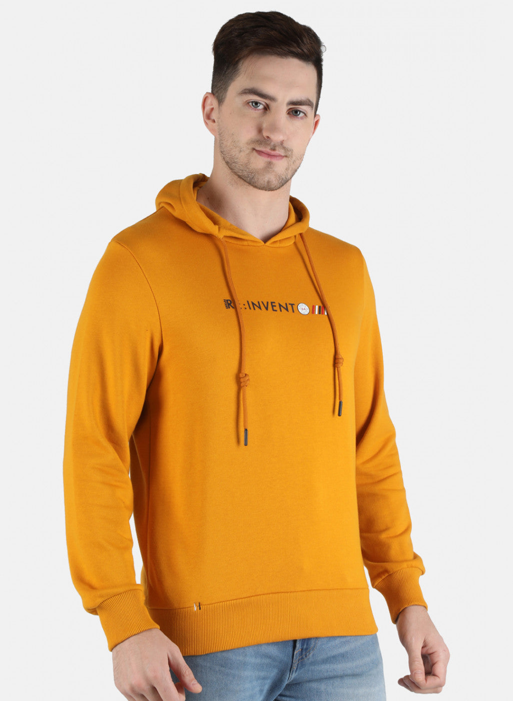 Men Yellow Solid Sweatshirt